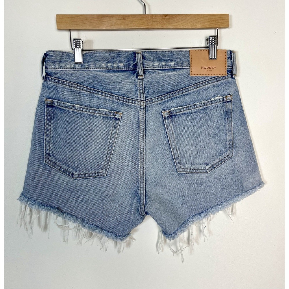 New! MOUSSY VINTAGE Mathews Cut Off Short Light Blue Distressed Raw Hem Denim 28 - Picture 8 of 16